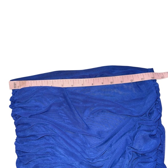 Good American Mesh Ruched Maxi Skirt Capri Blue Size Medium NWOT - Picture 8 of 10